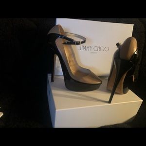 Jimmy Choo platform pumps London made in Italy with straps super sexy
